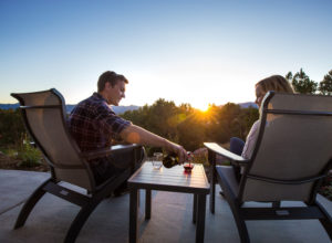 lounge chairs perfect for watching the sun set over the Colorado mountains